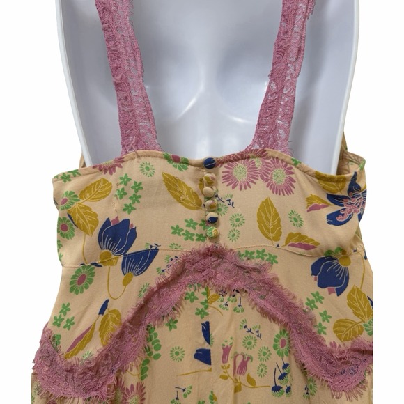 Urban Outfitters Floral Lace Trim Babydoll Mini‎ Dress Size M Coquette Romantic - Picture 6 of 10
